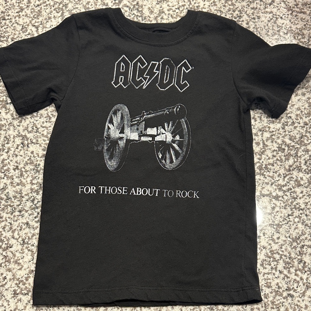 AC/DC Black Kids Tee with Cannon Graphic